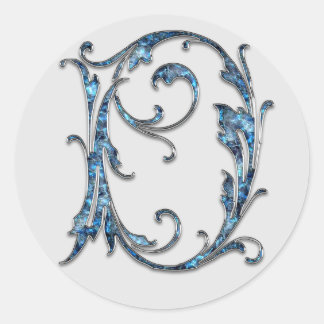 Adesivo Redondo vinhetas D iniciais de monograma