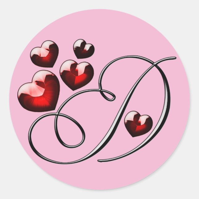 Adesivo Redondo vinhetas D iniciais de monograma (Frente)