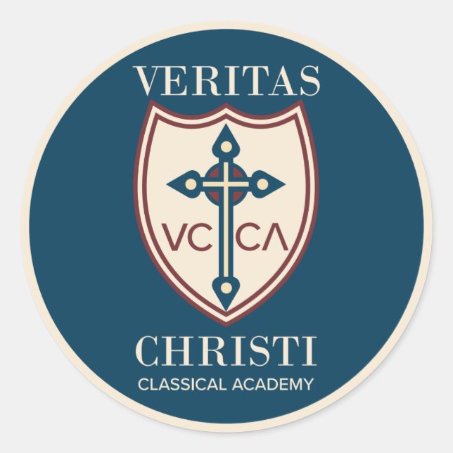 Adesivo Redondo Vinhetas da Academia Clássica Veritas Christi (Frente)