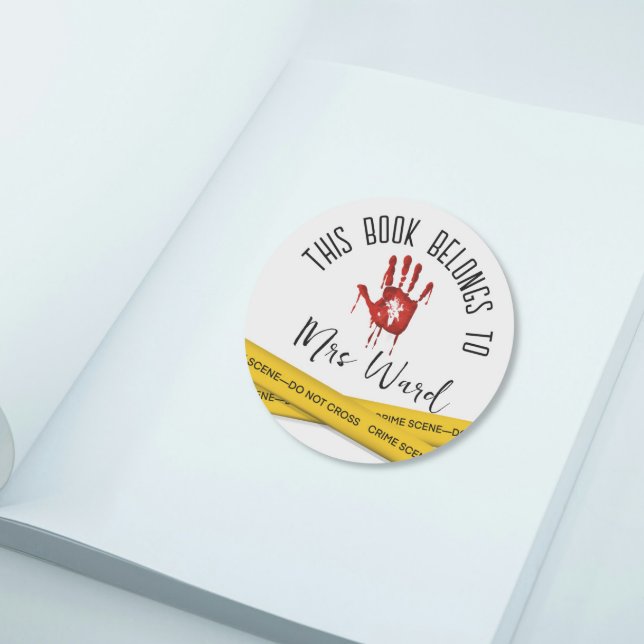 Adesivo Redondo Vinhetas da biblioteca de fitas da cena do crime s (Criador carregado)