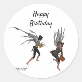 Adesivo Redondo Vinhetas da chuva gêmea