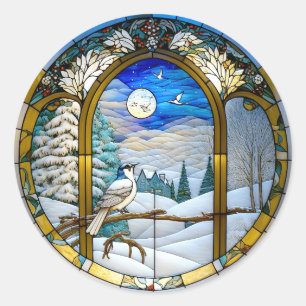 Adesivo Redondo Vinhetas da janela de inverno