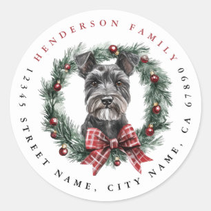 Adesivo Redondo Vinhetas da Miniatura de Natal Schnauzer