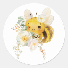 Adesivo Redondo Vinhetas de abelhas da Flor