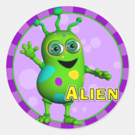 Adesivo Redondo Vinhetas de Alienígena divertida