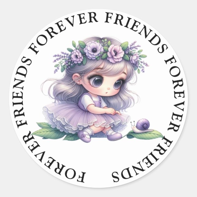 Adesivo Redondo Vinhetas de amizade entre garotas bonitas