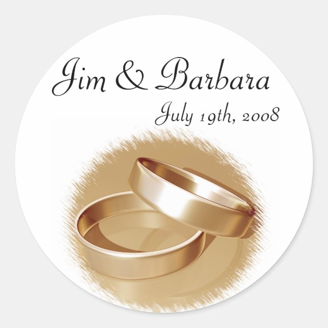 Adesivo Redondo Vinhetas de anéis Dourados (Frente)