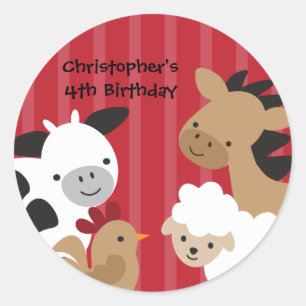 Adesivo Redondo Vinhetas de animais de criação