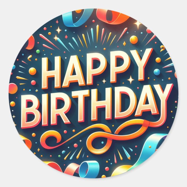 Adesivo Redondo vinhetas de aniversário (Frente)