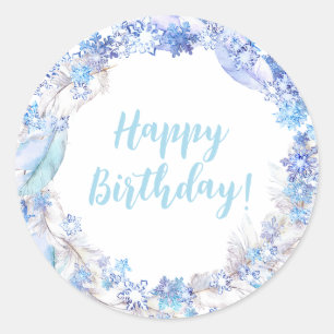 Adesivo Redondo Vinhetas de aniversário congeladas