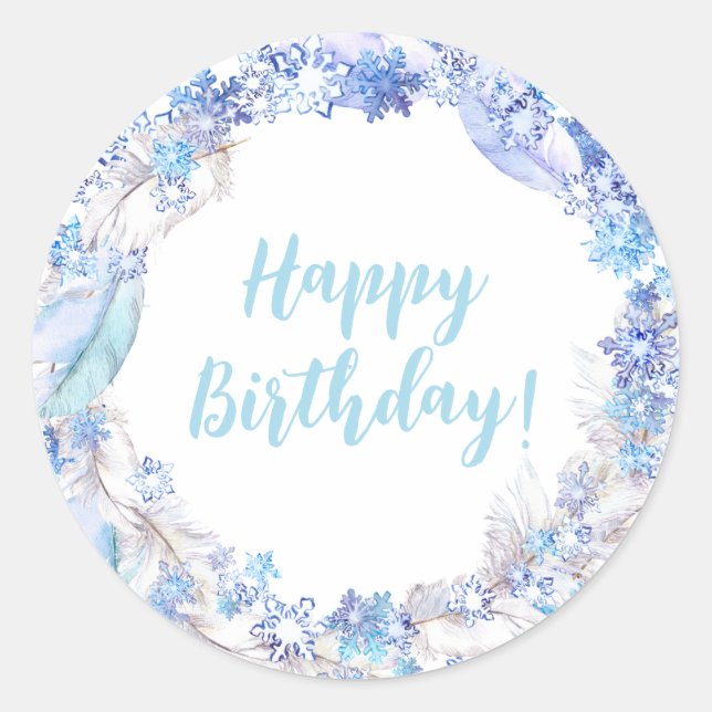 Adesivo Redondo Vinhetas de aniversário congeladas (Frente)