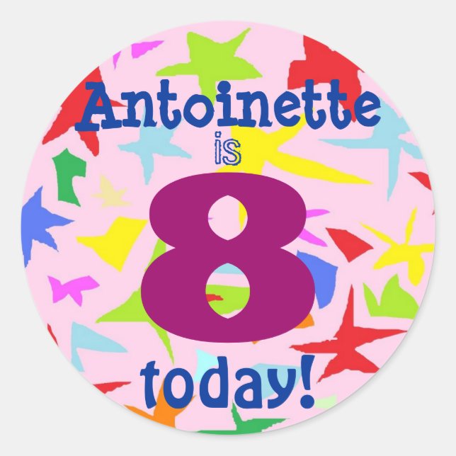 Adesivo Redondo Vinhetas de aniversário da garota (Frente)