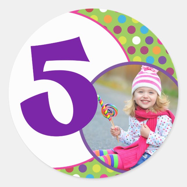 Adesivo Redondo Vinhetas de aniversário decorativas (Frente)