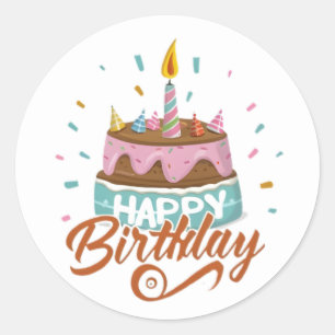 Adesivo Redondo Vinhetas de aniversário divertidas