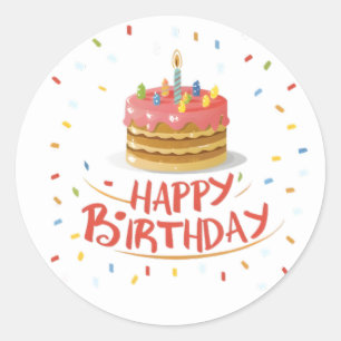 Adesivo Redondo Vinhetas de aniversário divertidas