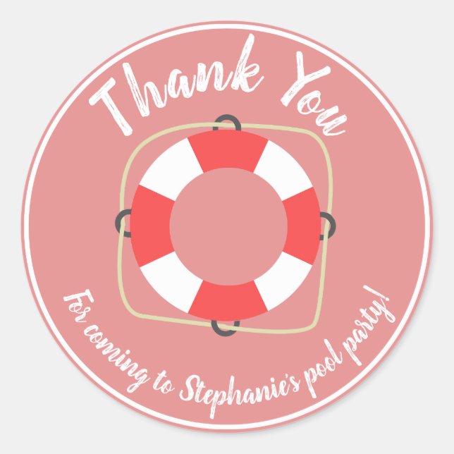 Adesivo Redondo Vinhetas de Aniversário do Partido piscina (Frente)