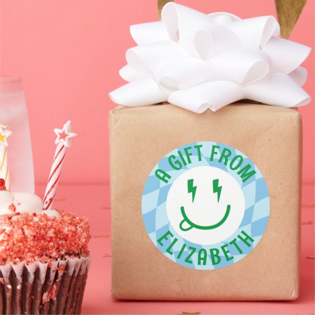 Adesivo Redondo Vinhetas de Aniversário Feliz para os Retros Perso (Festa)