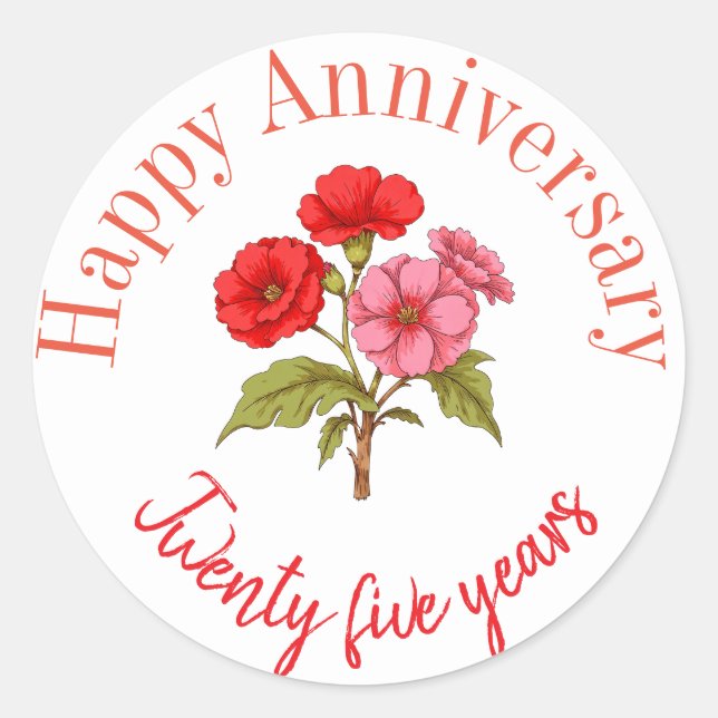 Adesivo Redondo Vinhetas de aniversário felizes (Frente)