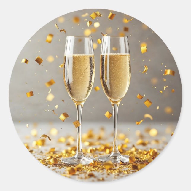 Adesivo Redondo Vinhetas de aniversário felizes (Frente)