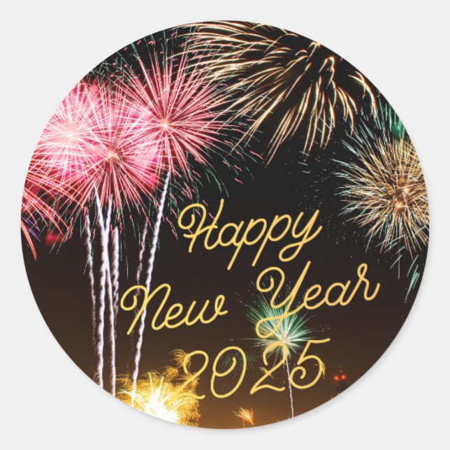 Adesivo Redondo Vinhetas de Ano Novo (Frente)