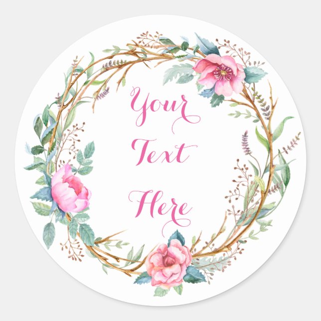 Adesivo Redondo Vinhetas de Aquarela (Frente)
