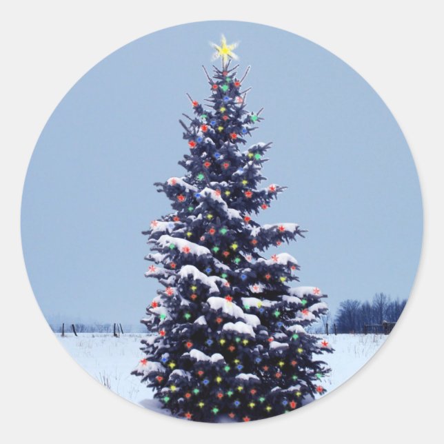 Adesivo Redondo vinhetas de árvores de Natal (Frente)