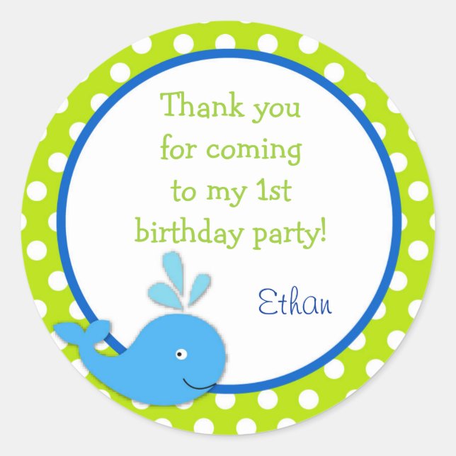 Adesivo Redondo Vinhetas de baleia (Frente)