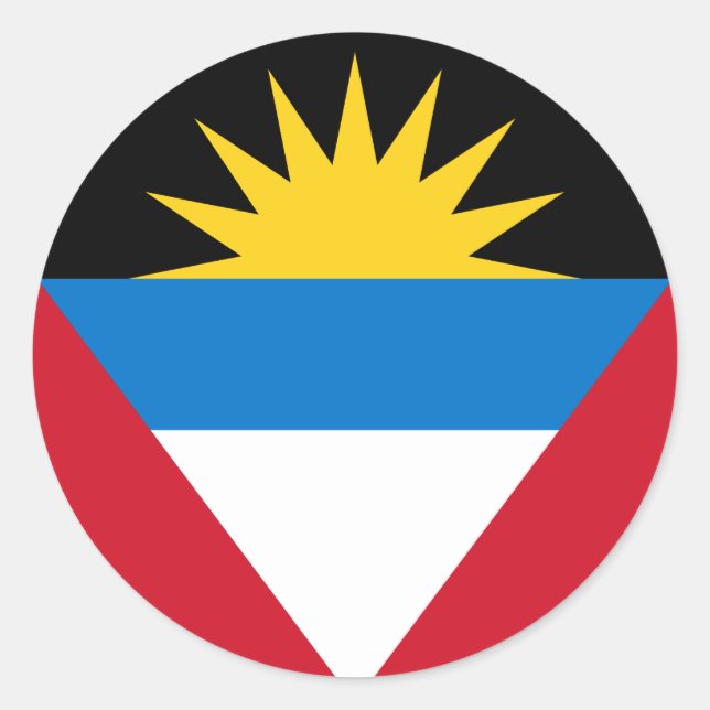 Adesivo Redondo vinhetas de bandeira de Antígua e Barbuda (Frente)