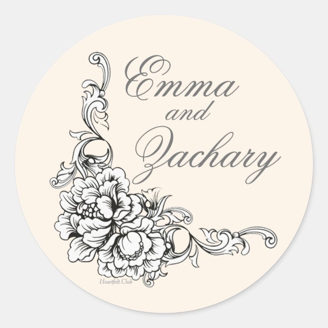 Adesivo Redondo Vinhetas de beleza barroca (Frente)