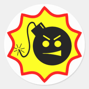 Adesivo Redondo Vinhetas de bombas sérias