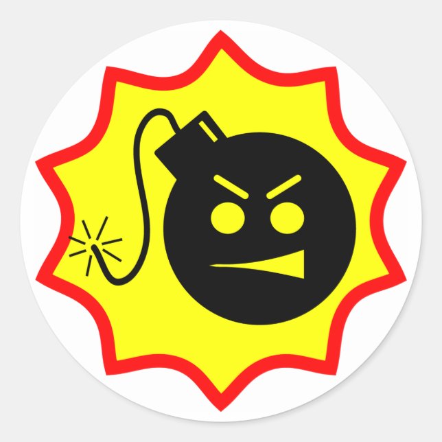 Adesivo Redondo Vinhetas de bombas sérias (Frente)