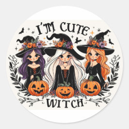 Adesivo Redondo Vinhetas de bruxas bonitas