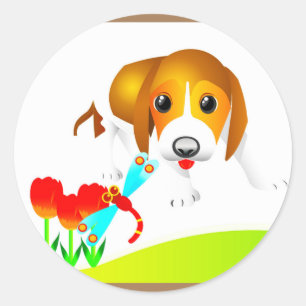 Adesivo Redondo Vinhetas de cães.