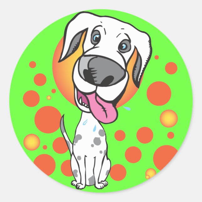 Adesivo Redondo Vinhetas de cães cortantes (Frente)