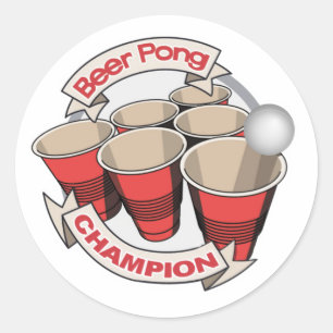 Adesivo Redondo Vinhetas de campeão de cerveja-pong