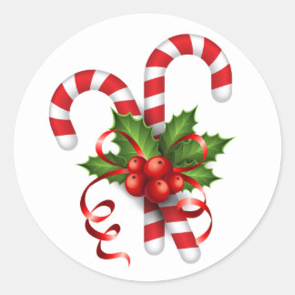 Adesivo Redondo Vinhetas de canas de Natal