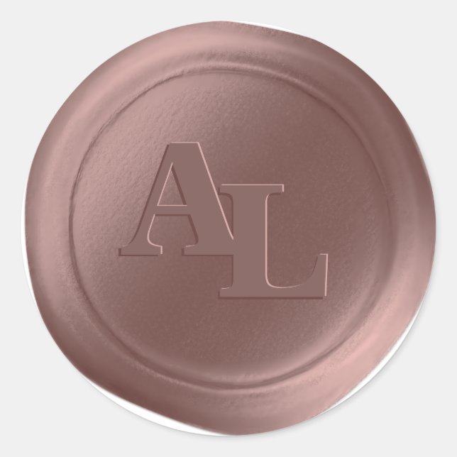 Adesivo Redondo Vinhetas de Casamento com rosa Dourado cera Monogr (Frente)