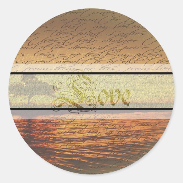 Adesivo Redondo Vinhetas de Casamento de Amante Elegante (Frente)