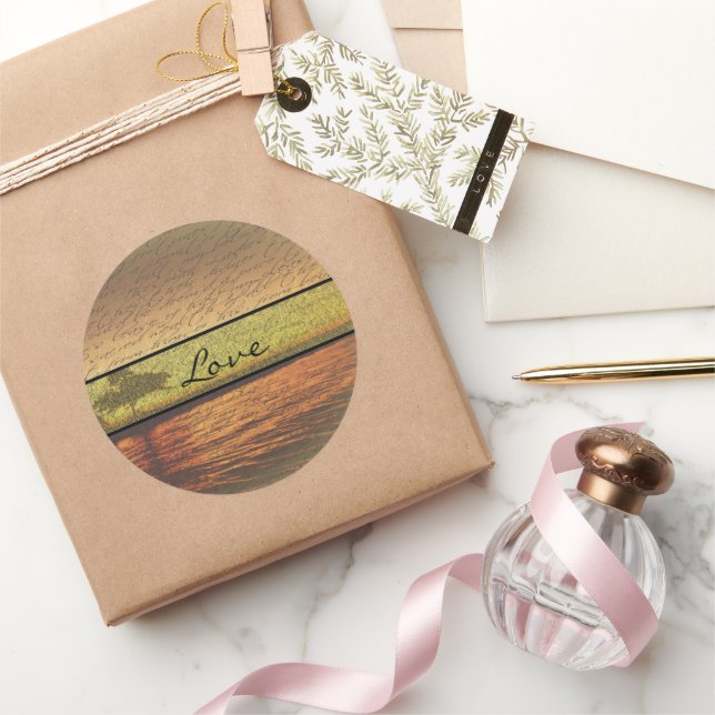 Adesivo Redondo Vinhetas de Casamento de Amor Elegante (Presentear)