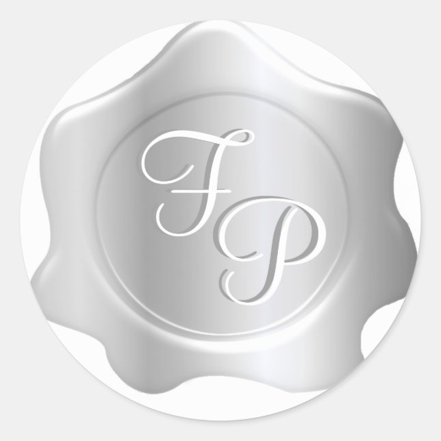 Adesivo Redondo Vinhetas de Casamento de Cascas de Cera Monograma (Frente)