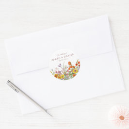 Adesivo Redondo Vinhetas de Casamento de Flores - Flower Envelope