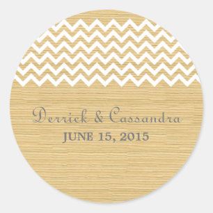 Adesivo Redondo Vinhetas De Casamento De Ivory Rustic Chevron