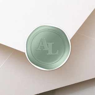 Adesivo Redondo Vinhetas de Casamento de Monogramas Verde