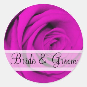 Adesivo Redondo Vinhetas de Casamento de Rosa Roxo Elegante