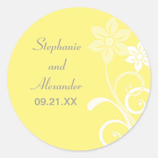 Adesivo Redondo Vinhetas de Casamento de Tiros Florais Dramáticos (Frente)