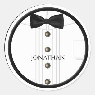 Adesivo Redondo Vinhetas de Casamento de Tux