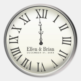 Adesivo Redondo Vinhetas de Casamento de Véspera de Ano Novo