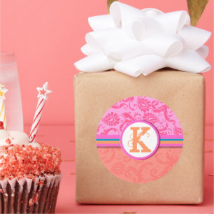 Adesivo Redondo Vinhetas de Casamento do Monograma, de Teal e Cora