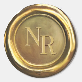 Adesivo Redondo Vinhetas de Casamento Douradas de cera com colagem