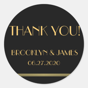 Adesivo Redondo Vinhetas De Casamento Dourado E Excelente Negro